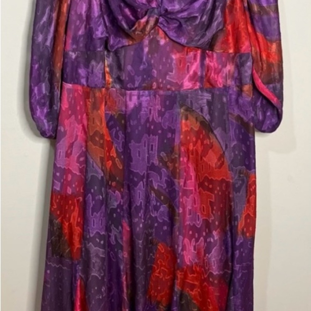 Anthropologie Purple and Red Printed Midi Dress - Picture 5 of 7